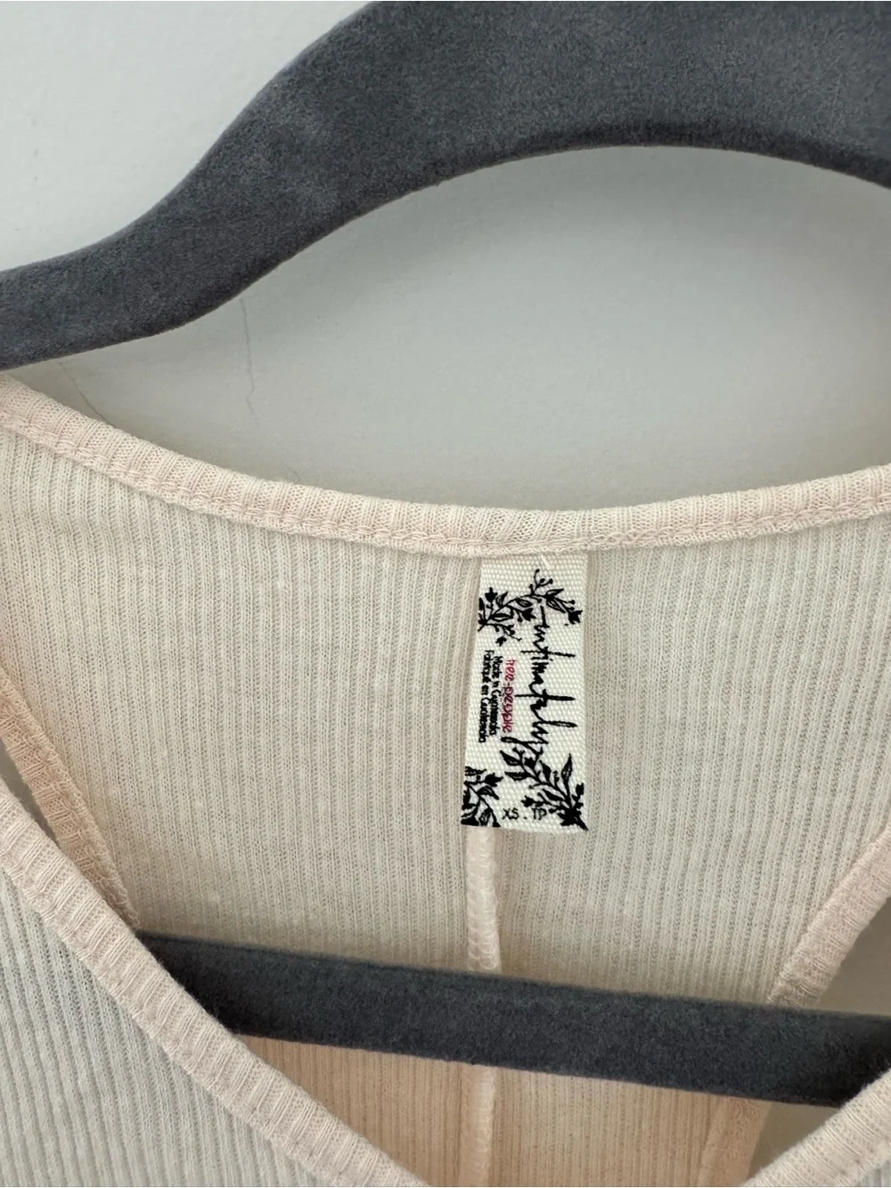 Free People Ribbed V-Neck Tank - Cream